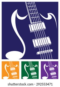 Stylized vector illustration on a musical theme. guitar