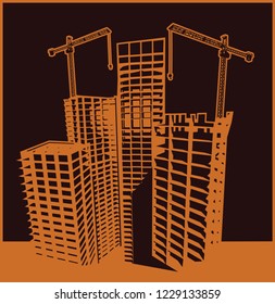 Stylized vector illustration on the theme of the construction