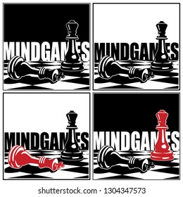 Stylized vector illustration on the theme of chess, intellectual games and conceptual illustrations of development strategies, teamwork, etc.