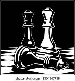 Stylized vector illustration on the theme of chess, intellectual games and conceptual illustrations of development strategies, teamwork, etc.