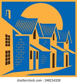 Stylized vector illustration on the theme of of real estate. town houses