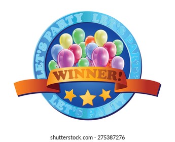 Stylized vector illustration on the theme parties, celebration, fun, and so on. symbol, medal, sign.