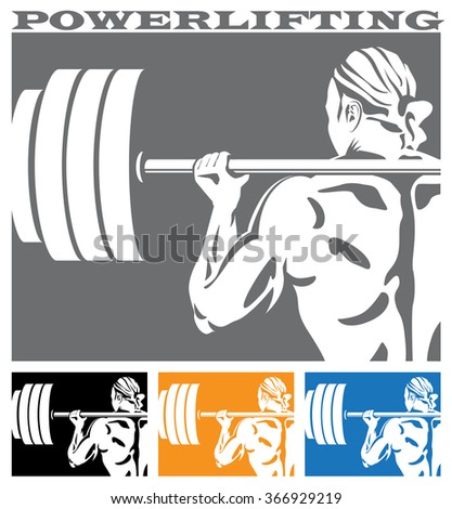 Stylized vector illustration on the theme of powerlifting and weightlifting.