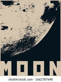 Stylized vector illustration of the orbit of the moon close-up