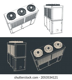 Stylized vector illustration of outdoor unit of industrial air conditioner