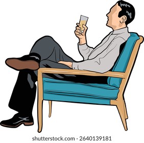 A stylized vector illustration. Perfect for editorial design, lifestyle themes, business relaxation content, and modern masculinity visuals.