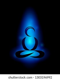 Stylized vector illustration of a person meditating