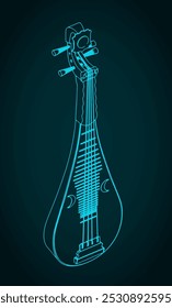 Stylized vector illustration of a pipa, chinese string instrument