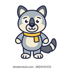 A stylized vector illustration of a plush wolf toy icon.