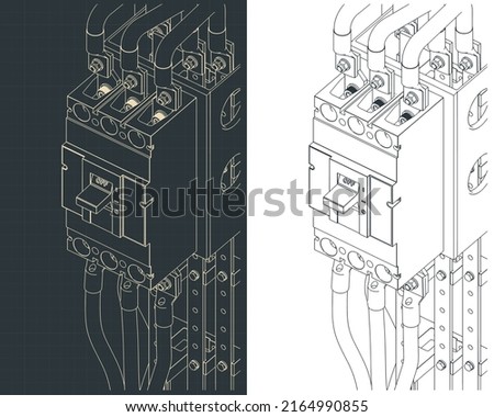 Stylized vector illustration of power circuit breaker close up