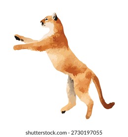Stilisierte Vektorgrafik eines kräftigen Pumas in dynamischer Springposition. Ideal für Tierdesigns, Naturthemen oder Bildungsinhalte.