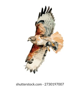 Stilisierte Vektorgrafik eines mächtigen fliegenden Falken, perfekt für Tierdesigns, Naturthemen und grafische Projekte.