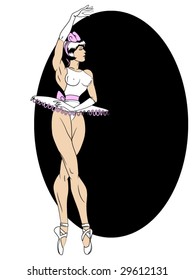 stylized vector illustration of a pretty ballerina pinup...