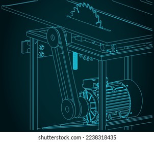 Ilustración vectorial estilizada de la sierra de mesa profesional