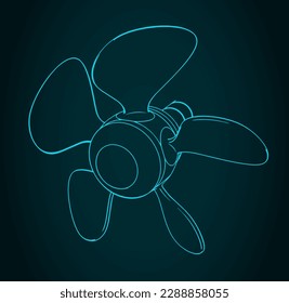Stylized vector illustration of propeller screw with variable blade angle