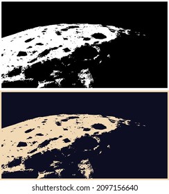 Stylized vector illustration of realistic cratered surface of a celestial body