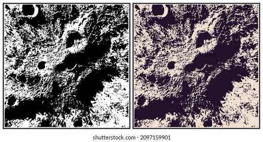 Ilustración vectorial estilizada de la superficie criada realista de un cuerpo celestial de cierre