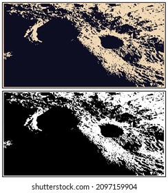 Stylized vector illustration of realistic craters planetary surface