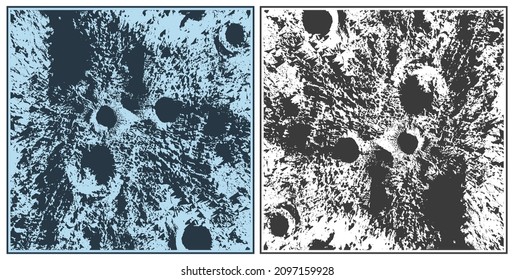 Stylized vector illustration of realistic craters planetary surface close up