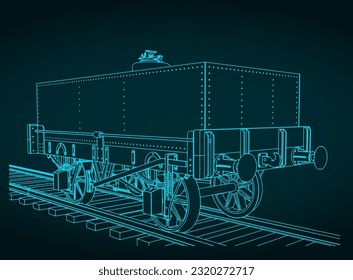 Stylized vector illustration of rectangular tar tank wagon