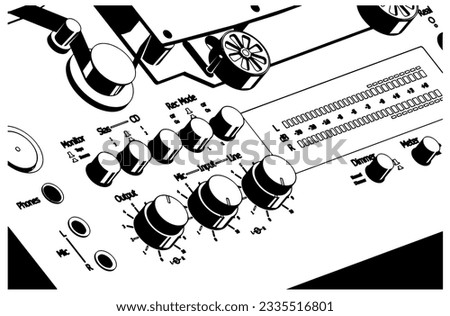 Stylized vector illustration of reel-to-reel tape recorder close-up