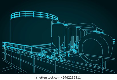 Stylized vector illustration of refinery