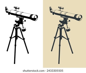 Stylized vector illustration of refracting telescope