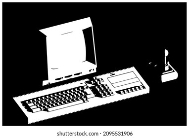 Ilustración vectorial estilizada de una computadora retro
