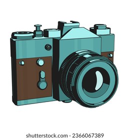 Stylized vector illustration of retro SLR film camera
