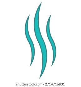 Ilustración vectorial estilizada del creciente vapor de color verde azulado o icono de olas de calor