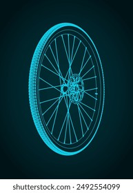 Stylized vector illustration of road bike wheel
