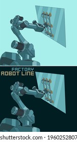 Stylized vector illustration of robot with vacuum gripper