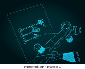 Ilustración vectorial estilizada del robot con cierre de la rejilla de vacío