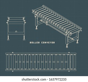 Stylized Vector illustration of roller conveyor drawings