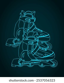 Stylized vector illustration of a roller skates