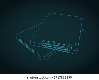 Ilustración vectorial estilizada de SSD SATA
