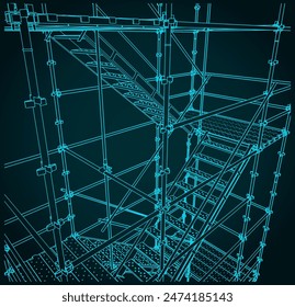 Stylized vector illustration of scaffolding close up