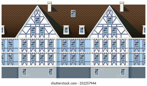 stylized vector illustration seamless horizontally on the theme of European architecture and historic buildings