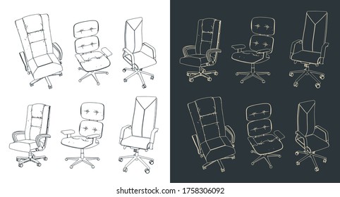 Stylized vector illustration of a set of office chairs