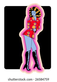 stylized vector illustration of a sexy disco dancer