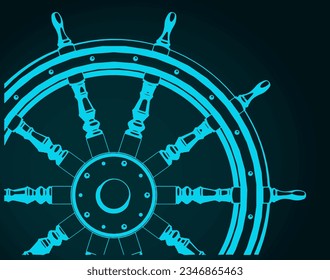Stylized vector illustration of a ship steering wheel