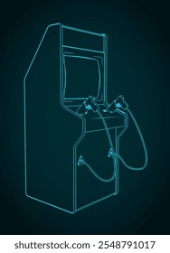 Ilustración vectorial estilizada de una máquina de arcade de disparos