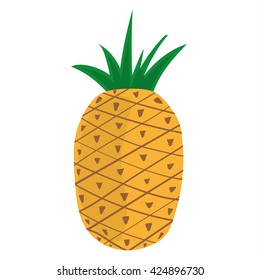 Stylized vector illustration of a single pineapple fruit on a white background