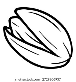 Stylized vector illustration of a single pistachio nut, isolated on white
