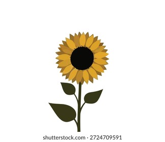 Stylized vector illustration of a single vibrant yellow sunflower, embodying summer's warmth and natural beauty, perfect for minimalist designs and floral motifs