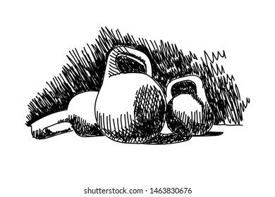 Stylized vector illustration of a sketch on the theme of sport and weightlifting