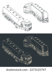 Stylized vector illustration of sketches of silo truck