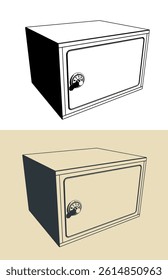 Stylized vector illustration of a small safe