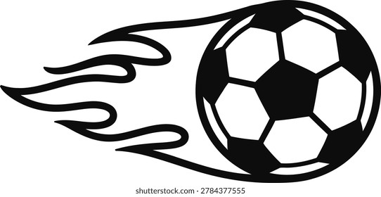 Stylized vector illustration of a soccer ball on fire with football competition illustration abstract aggressive intensity wildfire combustion excitement adrenaline championship tournament
