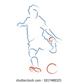 Ilustración vectorial estilizada con jugador de fútbol pateando la pelota